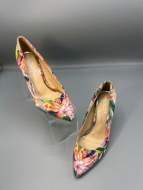 Jessica Simpson Floral Pointed-Toe Pumps - Pink, Green, Yellow